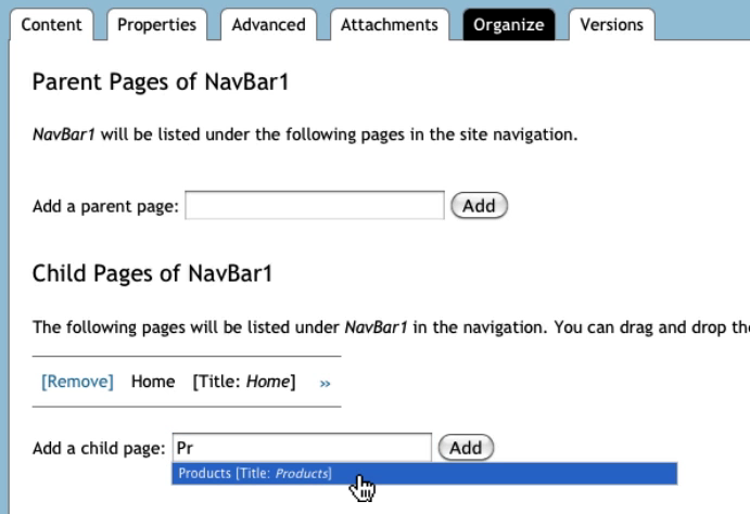 Organize tab for NavBar1