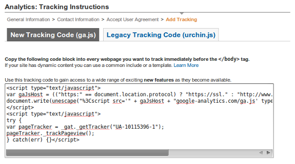 Tracking code