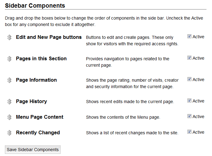 manage wiki side bar