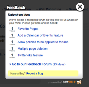 The Feedback popup