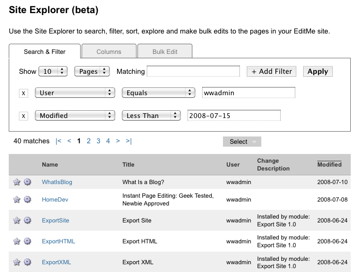 EditMe Site Explorer