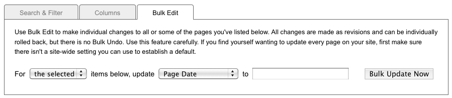 Site Explorer: Bulk Edit tab
