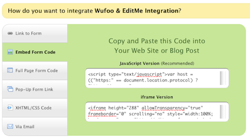 Wufoo Embed Code